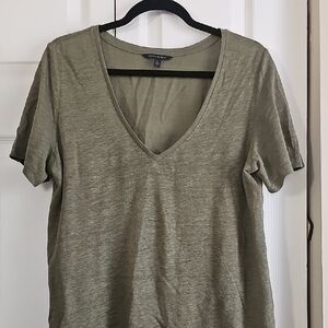 Banana Republic Olive V-Neck Women's Top T-shirt, Sz Large